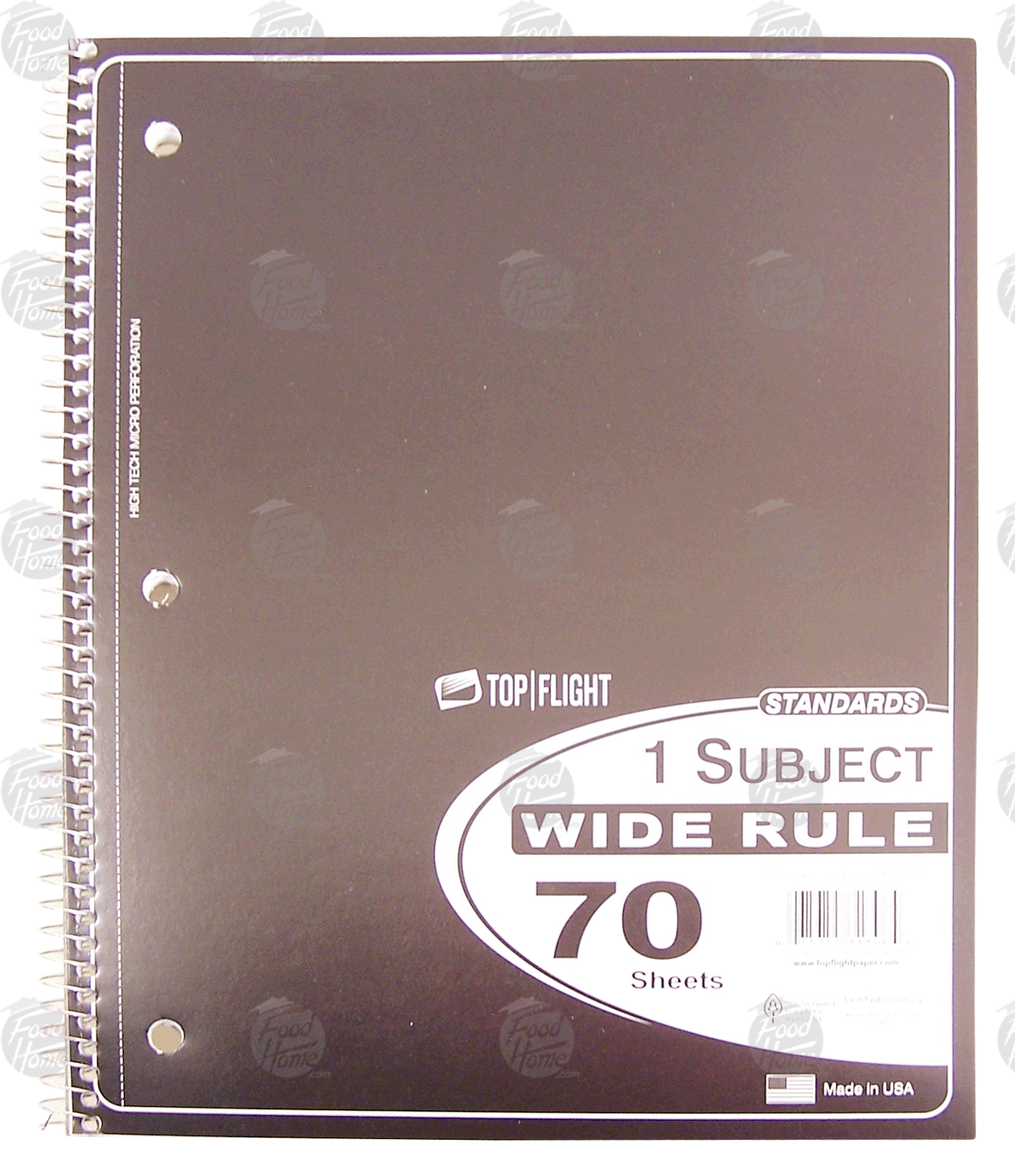 Top Flight  1 subject wide rule notebook, 70 sheets, 10.5in x 8in Full-Size Picture